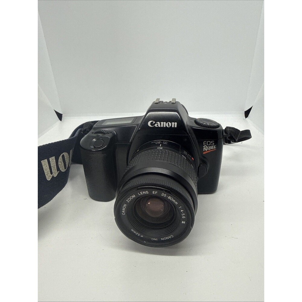 Vintage Analog Canon EOS Rebel 35mm SLR Film Camera With Cannon 35-80 mm